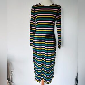 NWT. Preppy JCrew Multicolor Striped Long Sleeve Dress